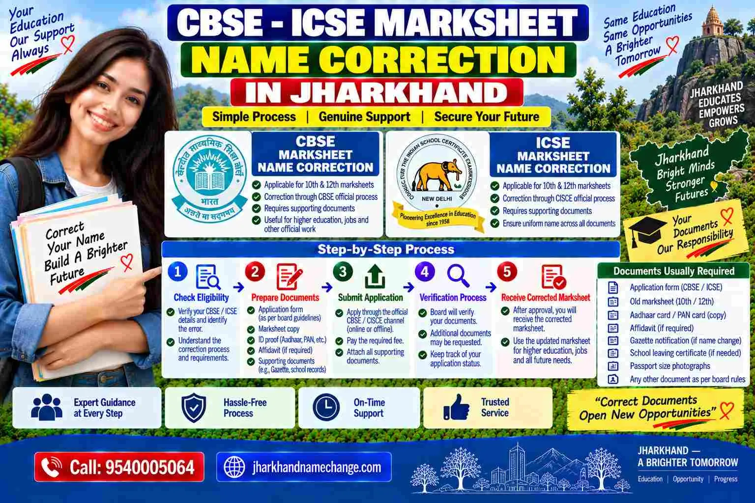 CBSE and ICSE marksheet name correction for Jharkhand students: the two certificates, the school forwarding letter and the regional office application