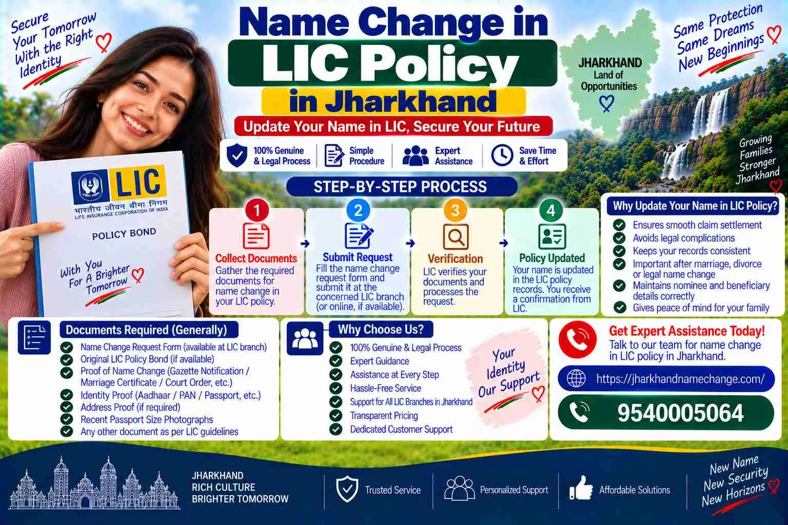 Name change in LIC policy in Jharkhand: the endorsement at the servicing branch with the marriage certificate or Gazette, and the nomination re-filed separately