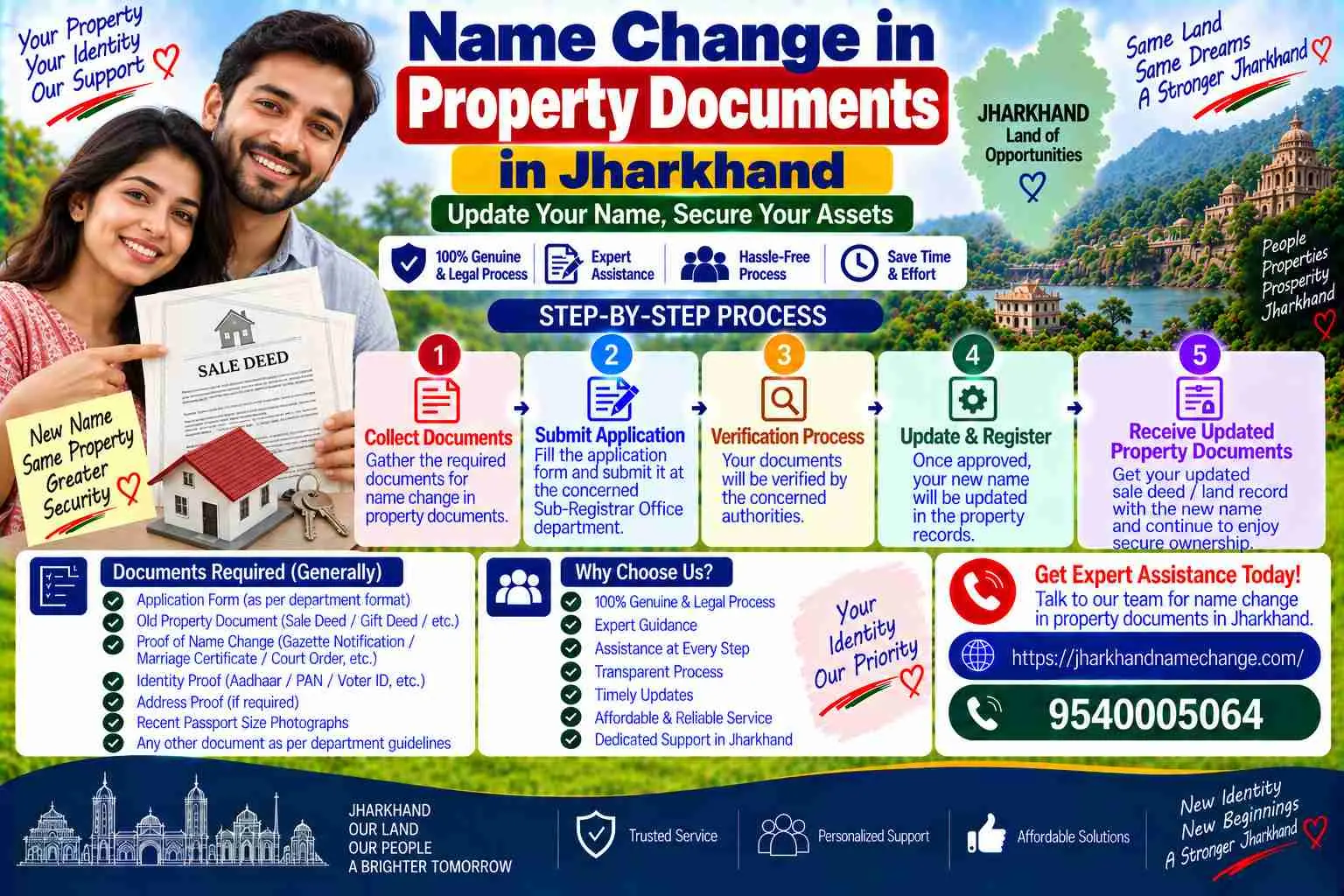 Name change in property documents in Jharkhand: a rectification deed at the Sub-Registrar, mutation at the Circle Officer on JharBhoomi, the holding at the Nagar Nigam, never a gazette alone
